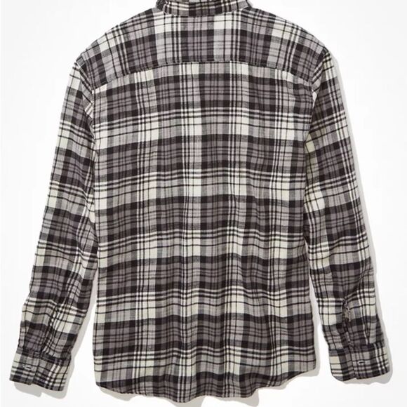 American Eagle Flannel Plaid Shirt‎ Large Grey NWT in packaging - Picture 5 of 8